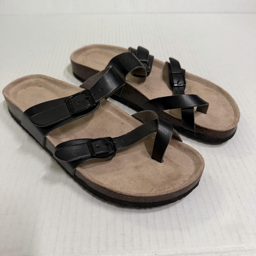 Madden Girl Bryceee Shoes Womens Size 6.5M Black Strappy Buckle Sandals Comfort